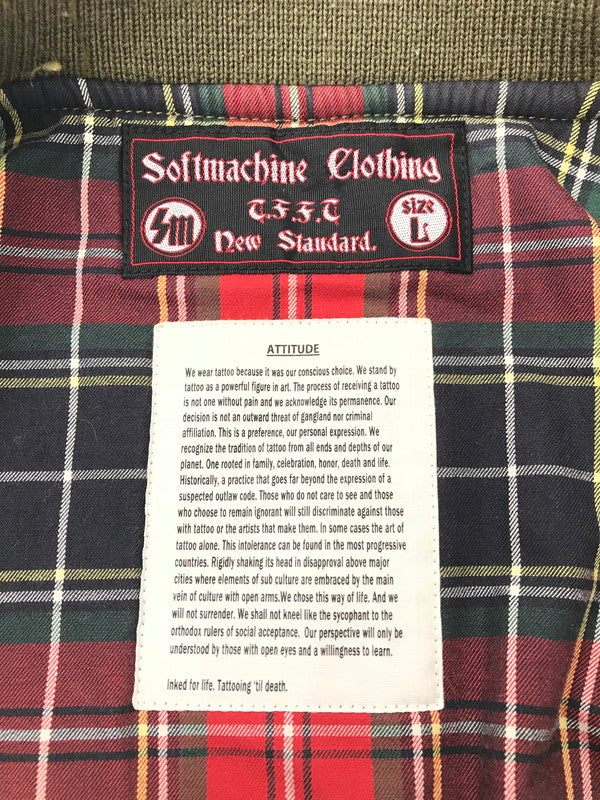 【中古品】【メンズ】 Softmachine ソフトマシーン PEBELS JK LEATHER MA-1 エベルス ジャケット レザー MA-1 142-260212-rt-10-tag サイズ：L カラー：カーキ 万代Net店