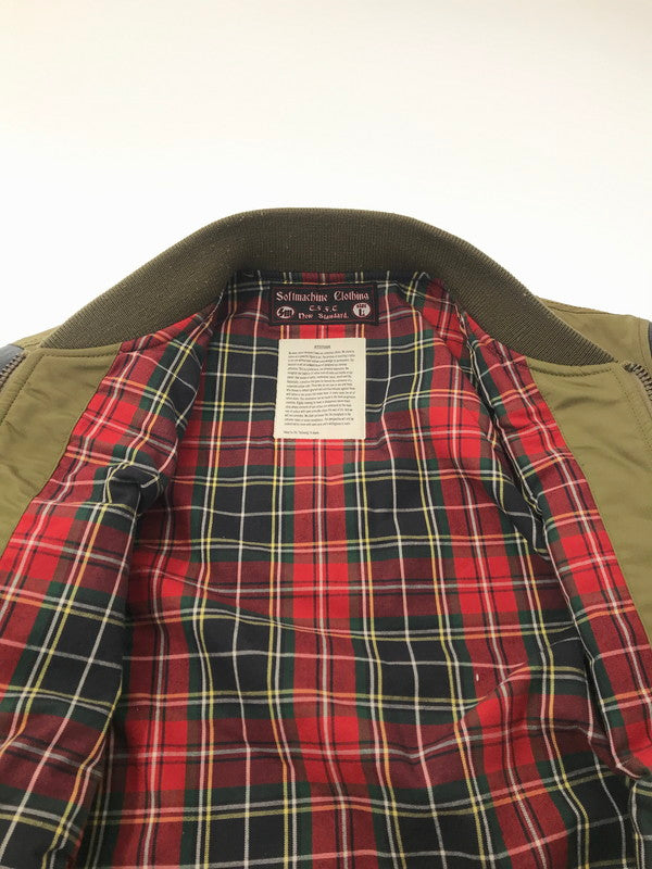【中古品】【メンズ】 Softmachine ソフトマシーン PEBELS JK LEATHER MA-1 エベルス ジャケット レザー MA-1 142-260212-rt-10-tag サイズ：L カラー：カーキ 万代Net店