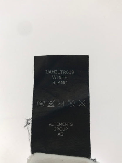 【現状渡し品】【メンズ】 VETEMENTS ヴェトモン 20AW JEANS LOGO T-SHIRT 20年秋冬 ジーンズ ロゴ Tシャツ トップス 141-260131-rt-01-tag サイズ：L カラー：ホワイト 万代Net店
