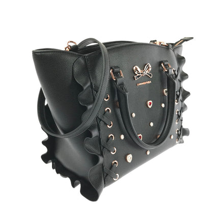 【中古品】【レディース】 Samantha Vega サマンサベガ レースアップハートビジューフラッタ― 2WAYバッグ ショルダーバッグ ハンドバッグ カバン 188-260325-na-07-tag カラー：ブラック 万代Net店