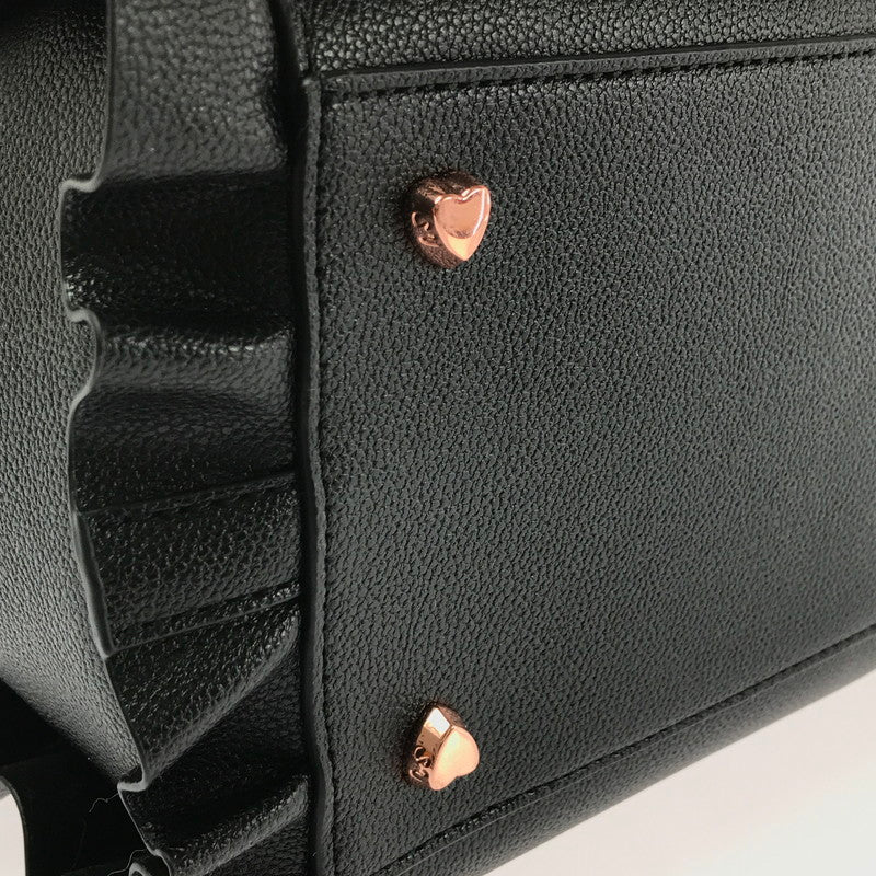【中古品】【レディース】 Samantha Vega サマンサベガ レースアップハートビジューフラッタ― 2WAYバッグ ショルダーバッグ ハンドバッグ カバン 188-260325-na-07-tag カラー：ブラック 万代Net店