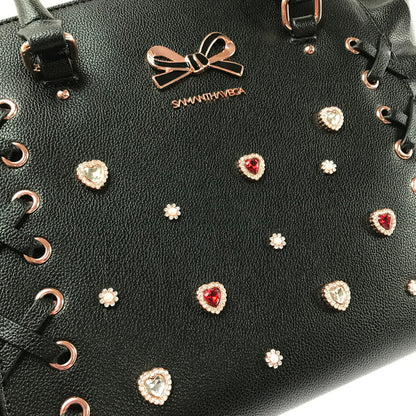 【中古品】【レディース】 Samantha Vega サマンサベガ レースアップハートビジューフラッタ― 2WAYバッグ ショルダーバッグ ハンドバッグ カバン 188-260325-na-07-tag カラー：ブラック 万代Net店