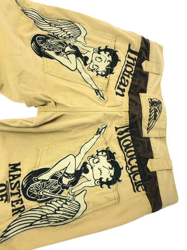 【中古品】【メンズ】 INDIAN インディアン BETTY BOOP EMBROIDERED COTTON PANTS BBI-822 刺繍 コットン パンツ ボトムス 156-260205-rt-17-tag サイズ：36 カラー：ベージュ 万代Net店