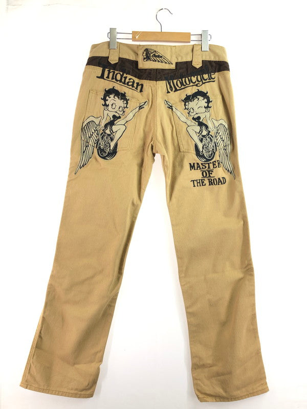 【中古品】【メンズ】 INDIAN インディアン BETTY BOOP EMBROIDERED COTTON PANTS BBI-822 刺繍 コットン パンツ ボトムス 156-260205-rt-17-tag サイズ：36 カラー：ベージュ 万代Net店