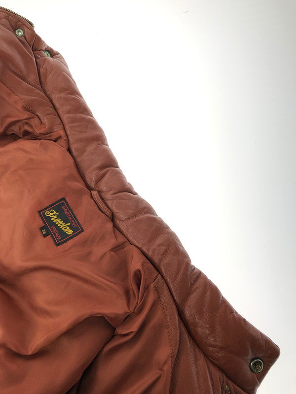 【現状渡し品】【メンズ】 FREEDOM フリーダム SHEEPSKIN LEATHER WESTERN YORK DOWN JACKET シープレザー ウエスタンヨーク ダウンジャケット 145-260204-rt-18-tag サイズ：36 カラー：ブラウン 万代Net店