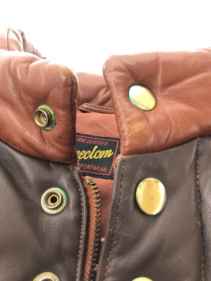 【現状渡し品】【メンズ】 FREEDOM フリーダム SHEEPSKIN LEATHER WESTERN YORK DOWN JACKET シープレザー ウエスタンヨーク ダウンジャケット 145-260204-rt-18-tag サイズ：36 カラー：ブラウン 万代Net店