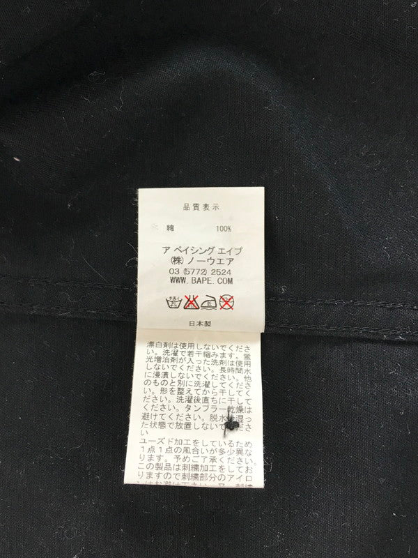 【中古品】【メンズ】 A BATHING APE アベイシングエイプ EARLY EMBROIDERED WORK SHIRTS ワークシャツ 長袖シャツ 初期 刺繍 142-260131-rt-06-tag サイズ：XL カラー：ブラック 万代Net店