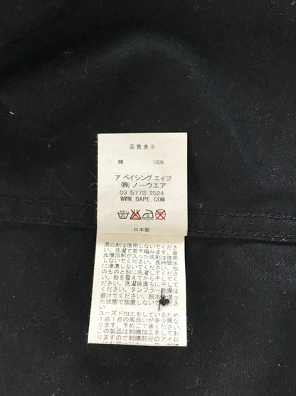 【中古品】【メンズ】 A BATHING APE アベイシングエイプ EARLY EMBROIDERED WORK SHIRTS ワークシャツ 長袖シャツ 初期 刺繍 142-260131-rt-06-tag サイズ：XL カラー：ブラック 万代Net店