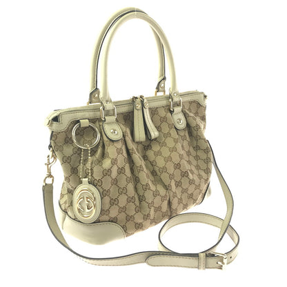 【中古品】【レディース】 GG CANVAS SUKEY HANDBAG 247902 GGキャンバス スーキー ハンドバッグ カバン 180-260421-rt-30-tagh カラー：ブラウン/グレージュ 万代Net店