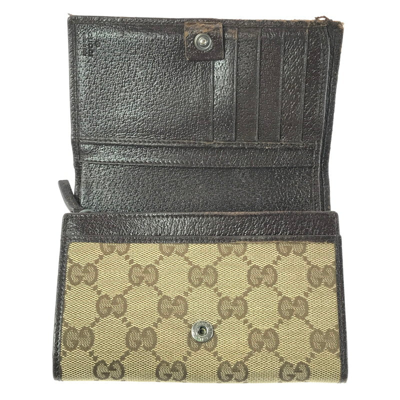 【現状渡し品】【レディース】 GUCCI グッチ GGキャンバス 二つ折り財布 154258 ミディアムウォレット 181-260213-hi-09-tag カラー：ブラウン 万代Net店