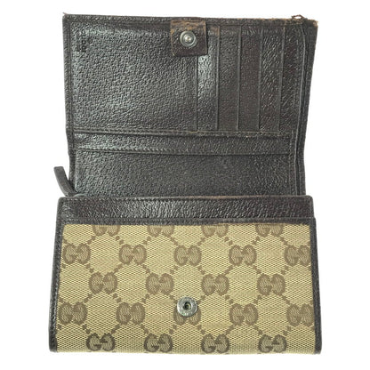 【現状渡し品】【レディース】 GUCCI グッチ GGキャンバス 二つ折り財布 154258 ミディアムウォレット 181-260213-hi-09-tag カラー：ブラウン 万代Net店
