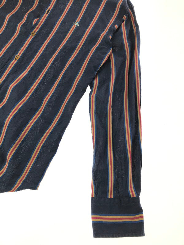 【中古品】【メンズ】 VIVIENNE WESTWOOD MAN ヴィヴィアン ウエストウッド マン L/S STRIPE SHIRT VW-WR-89555 ロングスリーブ ストライプ ロングスリーブ Tシャツ 141-260522-rt-14-tagh サイズ：46 カラー：ネイビー 万代Net店