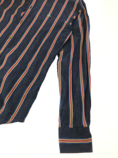 【中古品】【メンズ】 VIVIENNE WESTWOOD MAN ヴィヴィアン ウエストウッド マン L/S STRIPE SHIRT VW-WR-89555 ロングスリーブ ストライプ ロングスリーブ Tシャツ 141-260522-rt-14-tagh サイズ：46 カラー：ネイビー 万代Net店