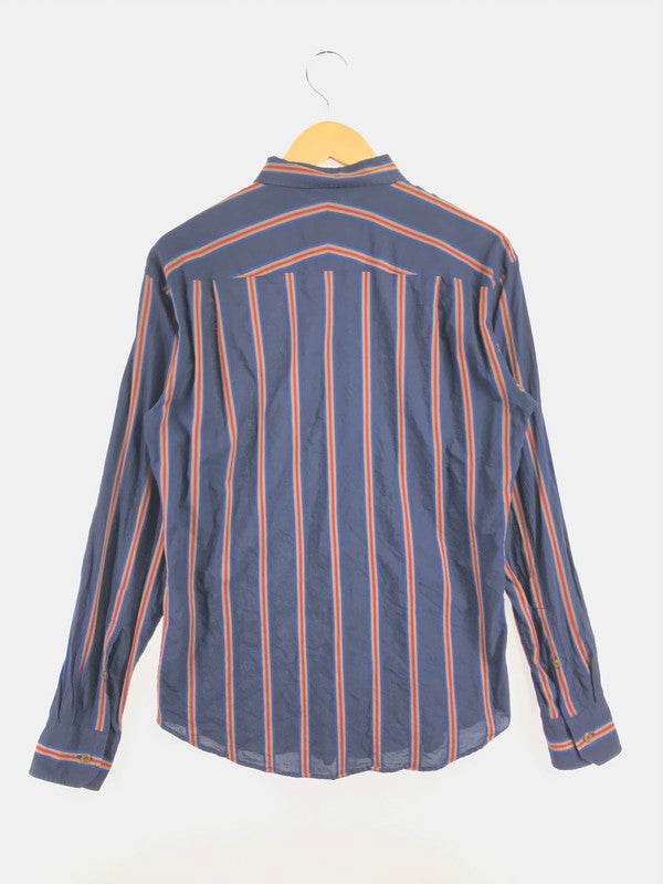 【中古品】【メンズ】 VIVIENNE WESTWOOD MAN ヴィヴィアン ウエストウッド マン L/S STRIPE SHIRT VW-WR-89555 ロングスリーブ ストライプ ロングスリーブ Tシャツ 141-260522-rt-14-tagh サイズ：46 カラー：ネイビー 万代Net店