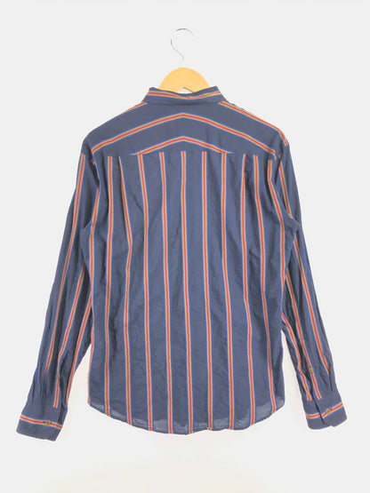 【中古品】【メンズ】 VIVIENNE WESTWOOD MAN ヴィヴィアン ウエストウッド マン L/S STRIPE SHIRT VW-WR-89555 ロングスリーブ ストライプ ロングスリーブ Tシャツ 141-260522-rt-14-tagh サイズ：46 カラー：ネイビー 万代Net店
