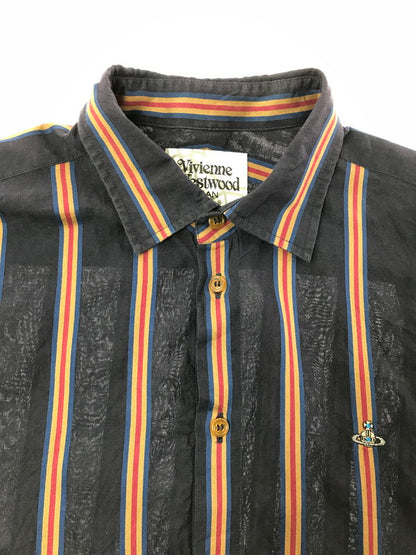 【中古品】【メンズ】 VIVIENNE WESTWOOD MAN ヴィヴィアン ウエストウッド マン L/S STRIPE SHIRT VW-WR-89555 ロングスリーブ ストライプ ロングスリーブ Tシャツ 141-260522-rt-14-tagh サイズ：46 カラー：ネイビー 万代Net店