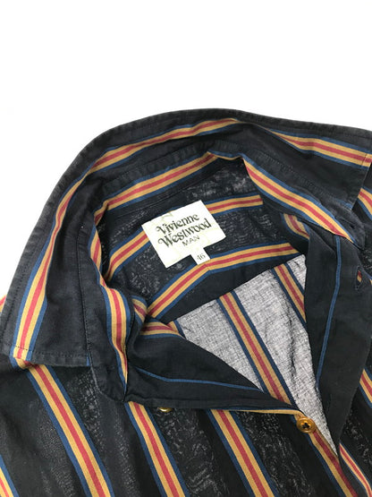 【中古品】【メンズ】 VIVIENNE WESTWOOD MAN ヴィヴィアン ウエストウッド マン L/S STRIPE SHIRT VW-WR-89555 ロングスリーブ ストライプ ロングスリーブ Tシャツ 141-260522-rt-14-tagh サイズ：46 カラー：ネイビー 万代Net店