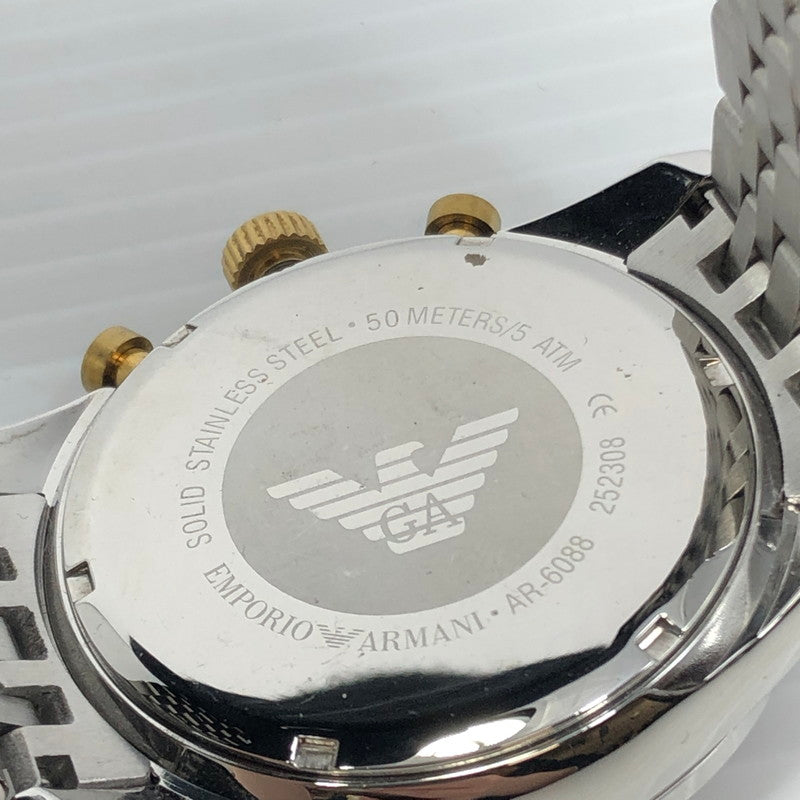 【中古品】【メンズ】 Emporio Armani エンポリオ・アルマーニ QUARTZ WATCH AR-6088 クォーツ 腕時計 197-260301-na-19-tag カラー：シルバー 万代Net店