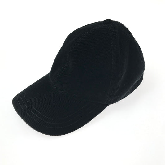 【中古品】【レディース】 PRADA プラダ TRIANGLE LOGO PLATE CORDUROY BASEBALL CAP 2HC274 1JHC トライアングル ロゴ プレート ベースボール キャップ 帽子 183-260208-na-05-tag サイズ：L カラー：ブラック 万代Net店