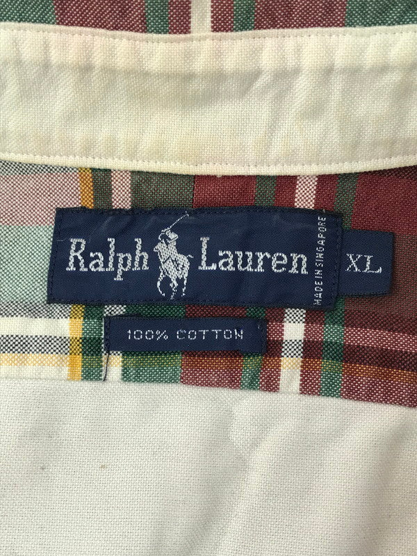 【中古品】【メンズ】 RALPH LAUREN ラルフローレン 90'S L/S BD CHECK SHIRT 90年代 ボタンダウン チェックシャツ 長袖シャツ 146-260225-na-05-tag サイズ：XL カラー：マルチカラー 万代Net店