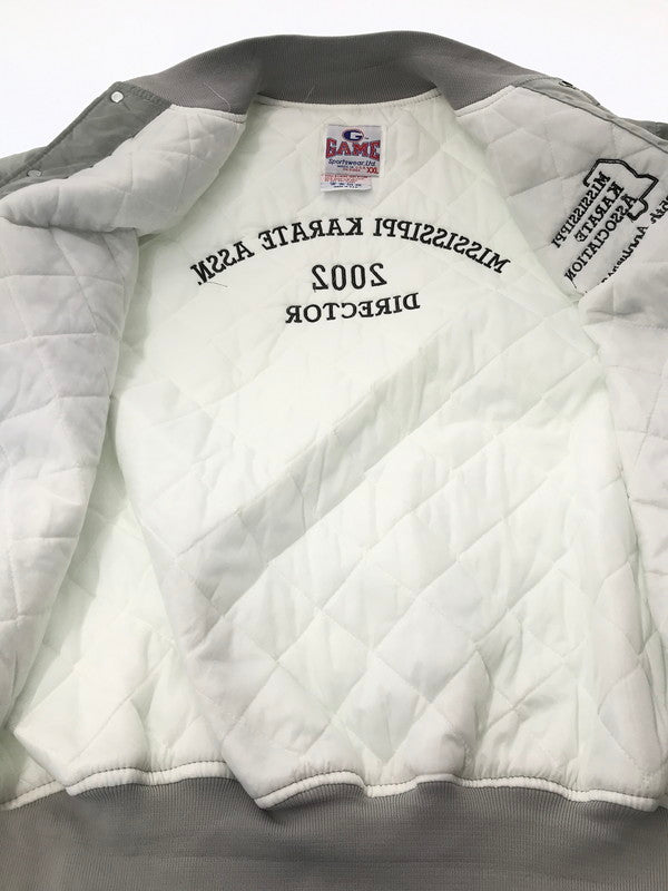 【中古品】【メンズ】 GAME SPORTSWEAR ゲーム スポーツ ウェア 90's NYLON STADIUM JACKET USA製 ナイロン スタジアム ジャケット 146-260304-rt-22-tag サイズ：XXL カラー：シルバーグレー 万代Net店