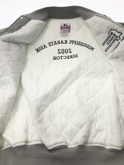 【中古品】【メンズ】 GAME SPORTSWEAR ゲーム スポーツ ウェア 90's NYLON STADIUM JACKET USA製 ナイロン スタジアム ジャケット 146-260304-rt-22-tag サイズ：XXL カラー：シルバーグレー 万代Net店