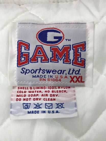 【中古品】【メンズ】 GAME SPORTSWEAR ゲーム スポーツ ウェア 90's NYLON STADIUM JACKET USA製 ナイロン スタジアム ジャケット 146-260304-rt-22-tag サイズ：XXL カラー：シルバーグレー 万代Net店