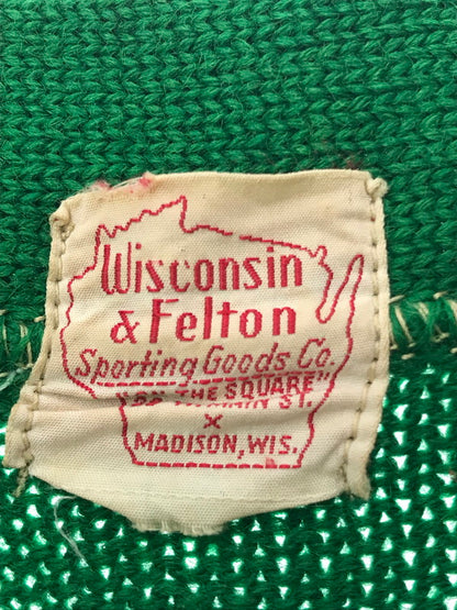 【現状渡し品】【メンズ】 WISCONSIN FELTON SPORTING GOODS ウィスコンシン フェルトン スポーティング グッズ APPLIQUE KNIT CARDIGAN GREEN ニットカーディガン 146-260304-rt-21-tag サイズ：不明 下記参照 カラー：グリーン 万代Net店