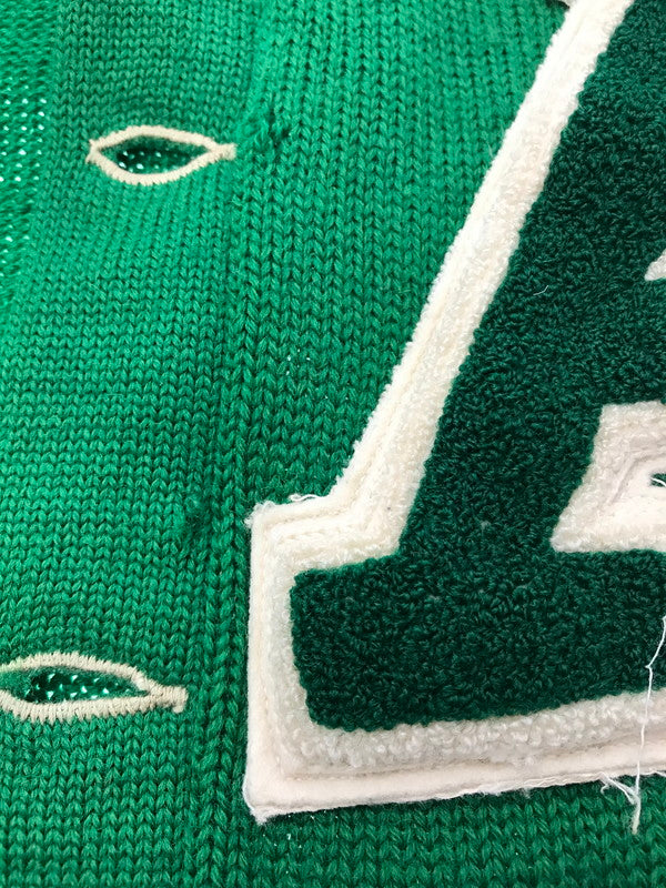 【現状渡し品】【メンズ】 WISCONSIN FELTON SPORTING GOODS ウィスコンシン フェルトン スポーティング グッズ APPLIQUE KNIT CARDIGAN GREEN ニットカーディガン 146-260304-rt-21-tag サイズ：不明 下記参照 カラー：グリーン 万代Net店