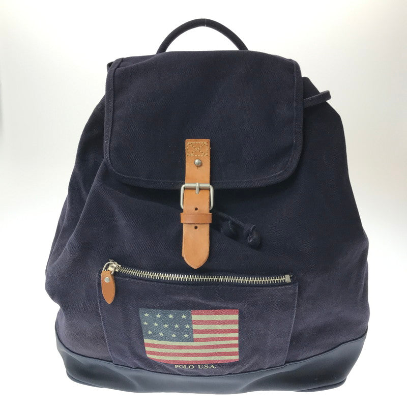 【中古品】【メンズ】 POLO RALPH LAUREN ポロ・ラルフローレン FLAG CANVAS BACKPACK 国旗 キャンバス バックパック リュック カバン 188-260218-na-16-tag カラー：ネイビー 万代Net店