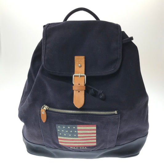 【中古品】【メンズ】 POLO RALPH LAUREN ポロ・ラルフローレン FLAG CANVAS BACKPACK 国旗 キャンバス バックパック リュック カバン 188-260218-na-16-tag カラー：ネイビー 万代Net店