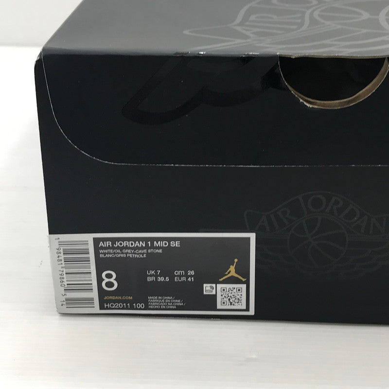 【中古品】【メンズ】 NIKE ナイキ AIR JORDAN 1 MID HQ2011-100 エアジョーダン 1 ミッド スニーカー 靴 160-260211-na-18-tag サイズ：26cm US 8 カラー：WHITE/OIL GREY-CAVE STONE-DARK SULFUR 万代Net店