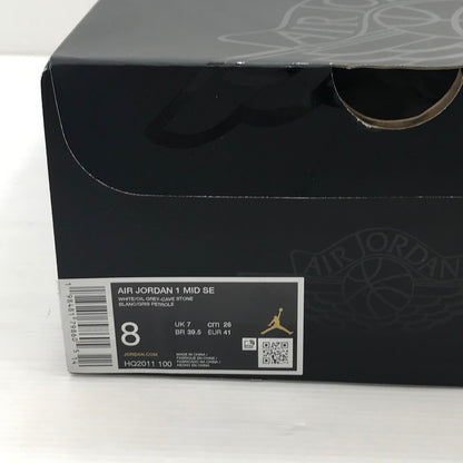 【中古品】【メンズ】 NIKE ナイキ AIR JORDAN 1 MID HQ2011-100 エアジョーダン 1 ミッド スニーカー 靴 160-260211-na-18-tag サイズ：26cm US 8 カラー：WHITE/OIL GREY-CAVE STONE-DARK SULFUR 万代Net店