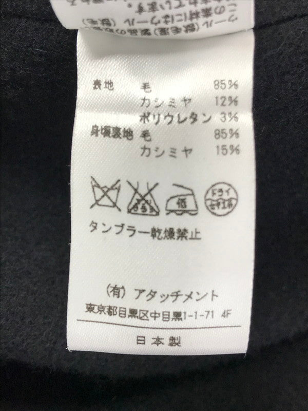 【中古品】【メンズ】 KAZUYUKI KUMAGAI ATTACHMENT カズユキクマガイアタッチメント CASHMERE BLEND MELTON HOODED COAT KC52-020 カシミヤ混 メルトン コート 140-260223-rt-09-tag サイズ：1 カラー：ブラック 万代Net店