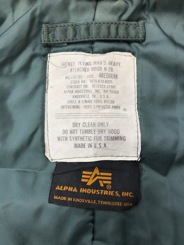 【現状渡し品】【メンズ】 ALPHA アルファ 80～90's N-2B FLIGHT JACKET 1615-573-8335 80～90年代 フライト ジャケット USA製 IDEALジッパー 145-260212-rt-04-tag サイズ：M カラー：カーキ 万代Net店
