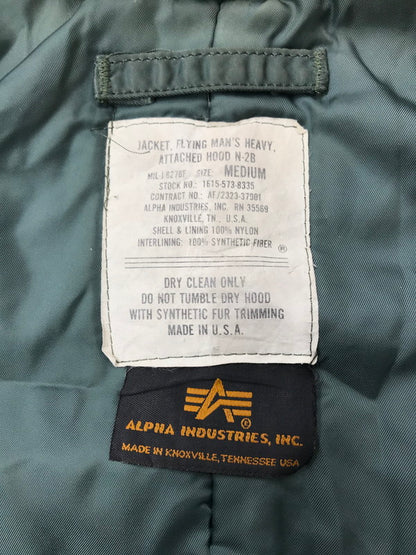 【現状渡し品】【メンズ】 ALPHA アルファ 80～90's N-2B FLIGHT JACKET 1615-573-8335 80～90年代 フライト ジャケット USA製 IDEALジッパー 145-260212-rt-04-tag サイズ：M カラー：カーキ 万代Net店