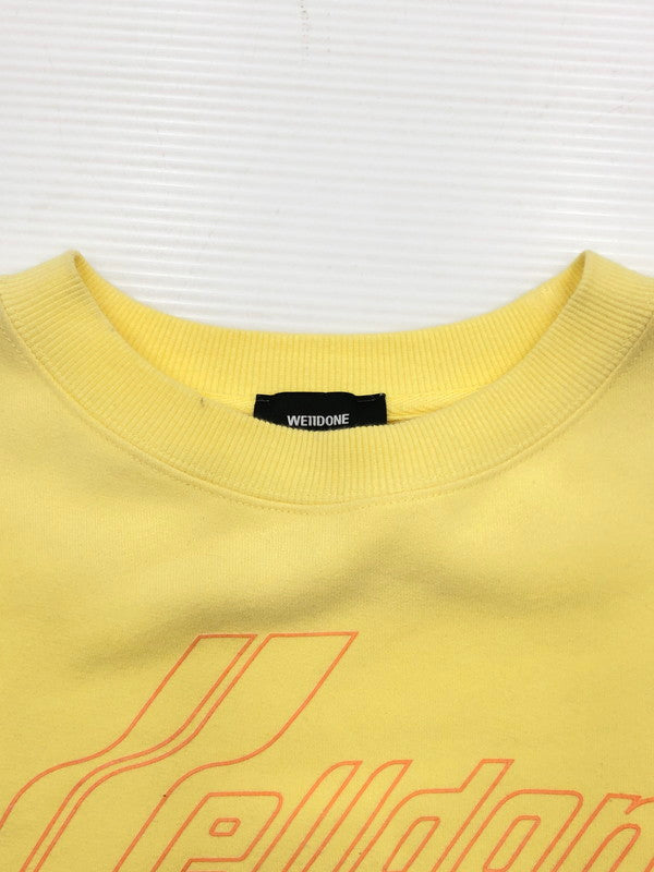 【現状渡し品】【メンズ】 WE11DONE ウェルダン HAND BLEACHED IRIDESCENT LOGO SWEATER WD-TP7-20-100-U-WH ロゴ スウェット トレーナー 142-260516-na-14-tagh サイズ：M カラー：イエロー 万代Net店