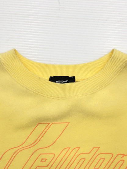 【現状渡し品】【メンズ】 WE11DONE ウェルダン HAND BLEACHED IRIDESCENT LOGO SWEATER WD-TP7-20-100-U-WH ロゴ スウェット トレーナー 142-260516-na-14-tagh サイズ：M カラー：イエロー 万代Net店