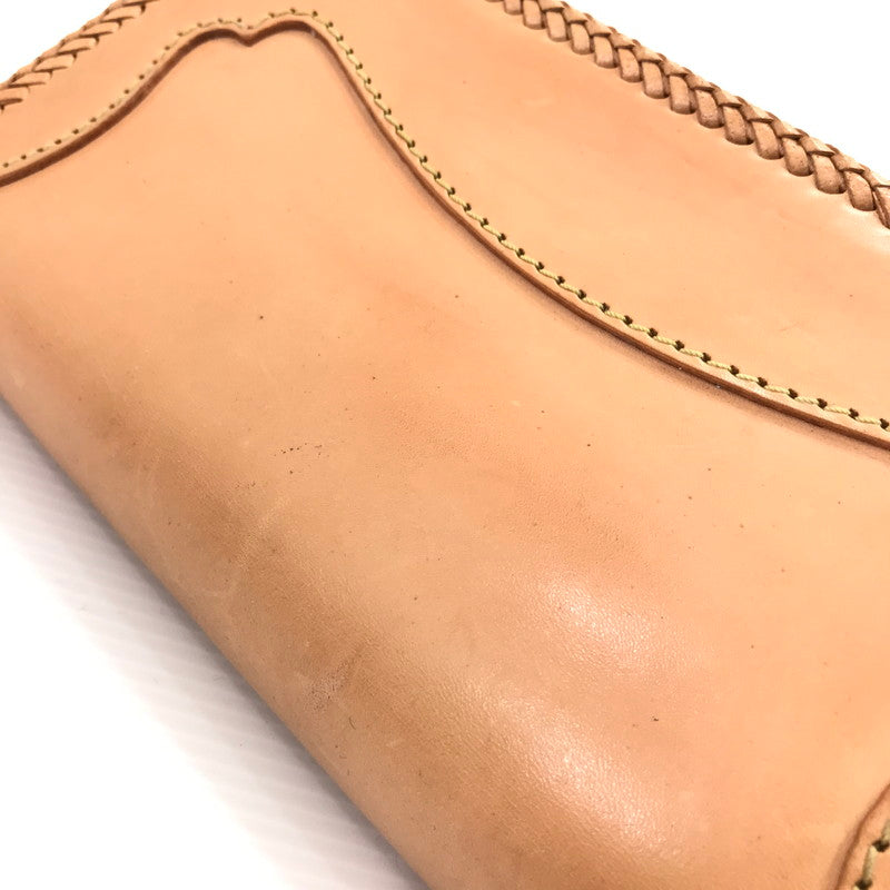 【中古品】【メンズ】 LEATHER FOCUS レザー フォーカス LEATHER LONG WALLET レザーロングウォレット 長財布 200-260407-na-12-tag カラー：ベージュ系 万代Net店