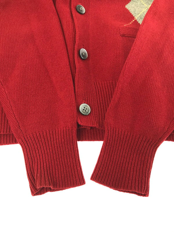 【中古品】【メンズ】 ARGYLE KNIT CARDIGAN ZBF811 アーガイル柄 ニット カーディガン 141-260224-na-10-tag サイズ：LL カラー：レッド 万代Net店