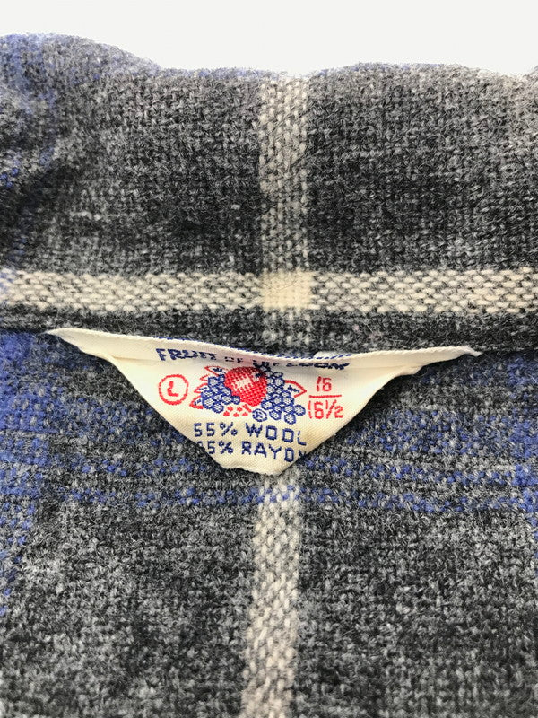 【現状渡し品】【メンズ】 FRUIT OF THE LOOM フルーツ オブ ザ ルーム 60's WOOL RAYON OPEN COLLAR SHIRT ウール レーヨン オープンカラー シャツ トップス 146-260213-rt-08-tag カラー：グレー/ブルー 万代Net店