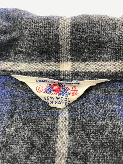 【現状渡し品】【メンズ】 FRUIT OF THE LOOM フルーツ オブ ザ ルーム 60's WOOL RAYON OPEN COLLAR SHIRT ウール レーヨン オープンカラー シャツ トップス 146-260213-rt-08-tag カラー：グレー/ブルー 万代Net店