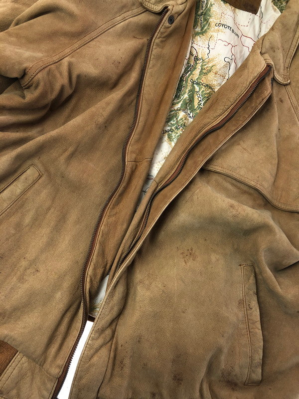 【現状渡し品】【メンズ】 MARLBORO マルボロ 90's GUN FLAP SUEDE LEATHER JACKET ガンフラップ スエード レザー ジャケット 146-260216-rt-19-tag サイズ：XL カラー：ブラウン 万代Net店