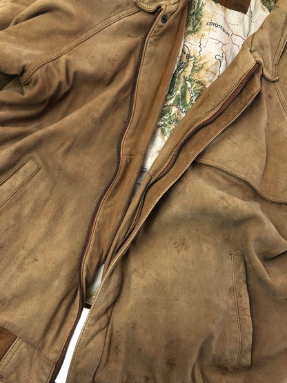 【現状渡し品】【メンズ】 MARLBORO マルボロ 90's GUN FLAP SUEDE LEATHER JACKET ガンフラップ スエード レザー ジャケット 146-260216-rt-19-tag サイズ：XL カラー：ブラウン 万代Net店