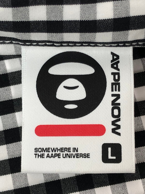 【中古品】【メンズ】 AAPE NOW エーエイプ ナウ L/S BD SHIRT AAPSTM8537XXO ロングスリーブ ボタンダウン シャツ トップス 142-260403-rt-05-tagh サイズ：L カラー：ブラック/ホワイト 万代Net店