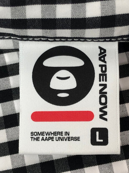 【中古品】【メンズ】 AAPE NOW エーエイプ ナウ L/S BD SHIRT AAPSTM8537XXO ロングスリーブ ボタンダウン シャツ トップス 142-260403-rt-05-tagh サイズ：L カラー：ブラック/ホワイト 万代Net店