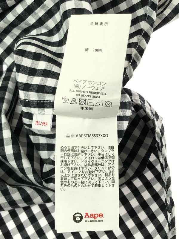 【中古品】【メンズ】 AAPE NOW エーエイプ ナウ L/S BD SHIRT AAPSTM8537XXO ロングスリーブ ボタンダウン シャツ トップス 142-260403-rt-05-tagh サイズ：L カラー：ブラック/ホワイト 万代Net店