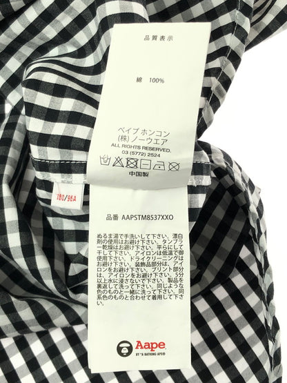 【中古品】【メンズ】 AAPE NOW エーエイプ ナウ L/S BD SHIRT AAPSTM8537XXO ロングスリーブ ボタンダウン シャツ トップス 142-260403-rt-05-tagh サイズ：L カラー：ブラック/ホワイト 万代Net店