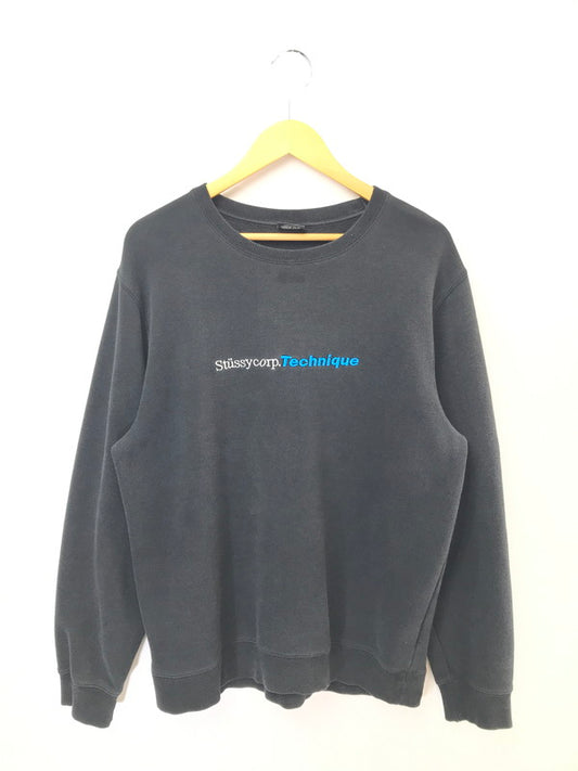 【中古品】【メンズ】 STUSSY ステューシー CORP.TECHNIQUE SWEATSHIRT スウェットシャツ トレーナー 142-260520-na-17-tagh サイズ：L カラー：ブラック 万代Net店