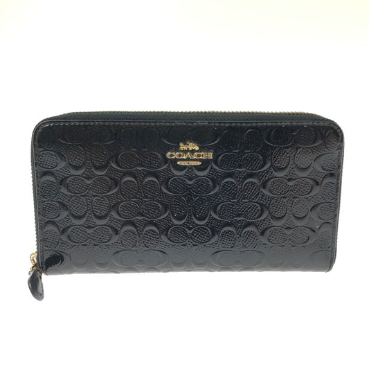 【中古品】【レディース】 COACH コーチ シグネチャー 型押し ジップアラウンド ウォレット F54805 長財布 181-260301-na-14-tag カラー：ブラック 万代Net店